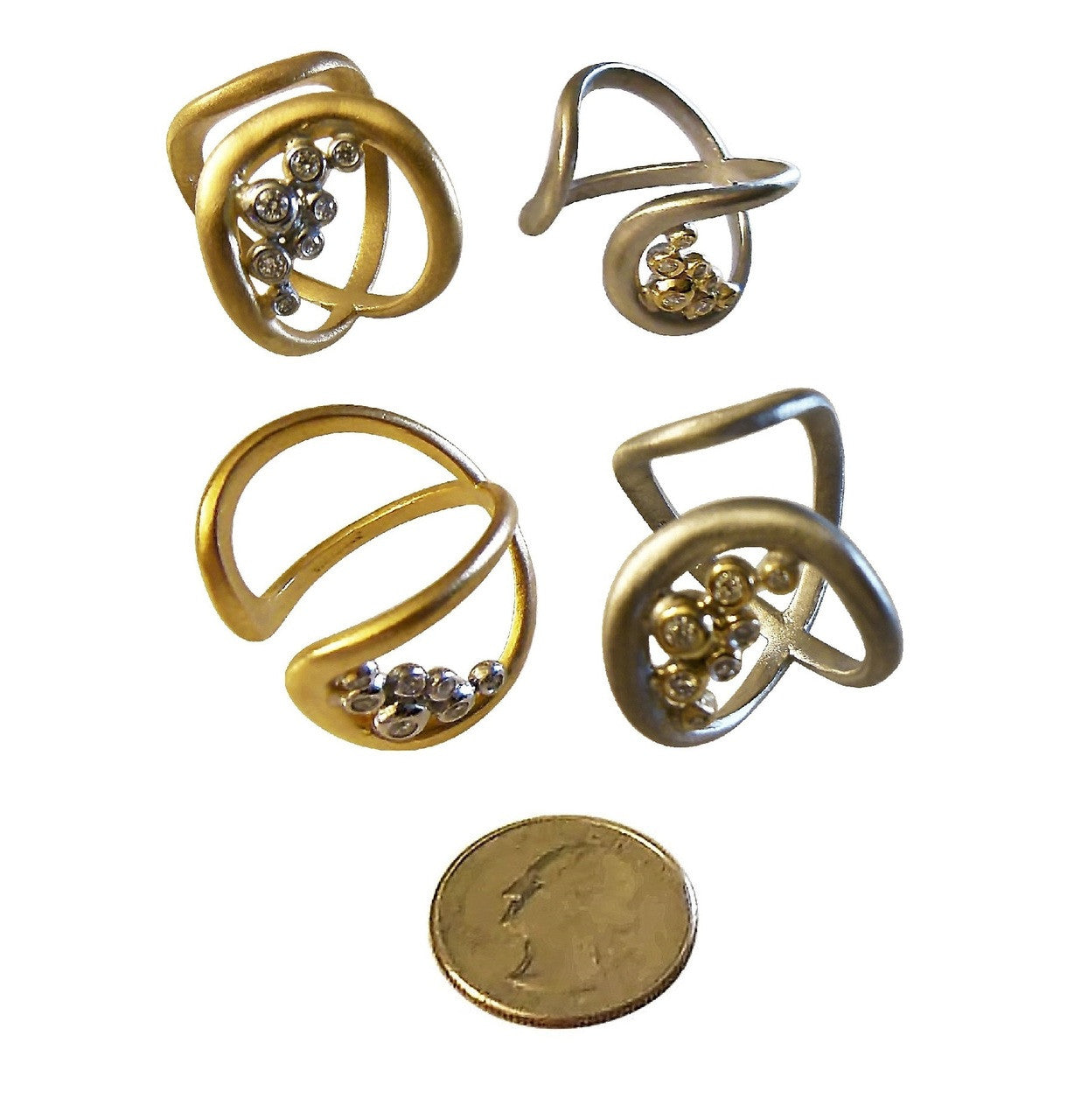 Infinity Cuff Ring: Overflowing Diamond Dots. 18K Gold-4
