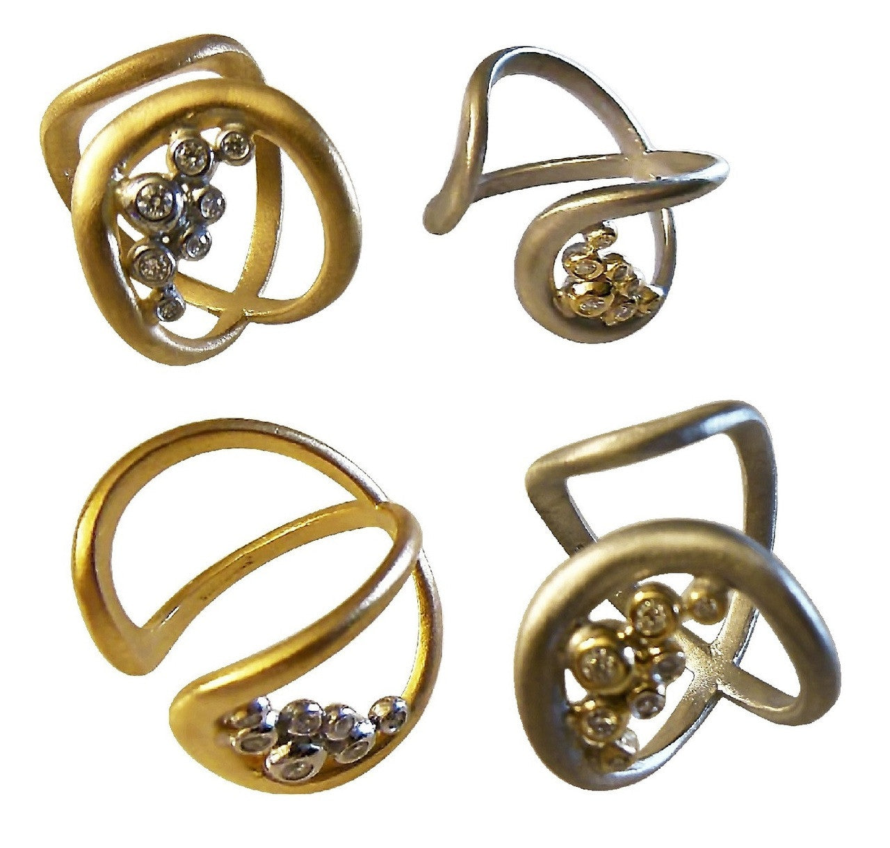 Infinity Cuff Ring: Overflowing Diamond Dots. 18K Gold-0