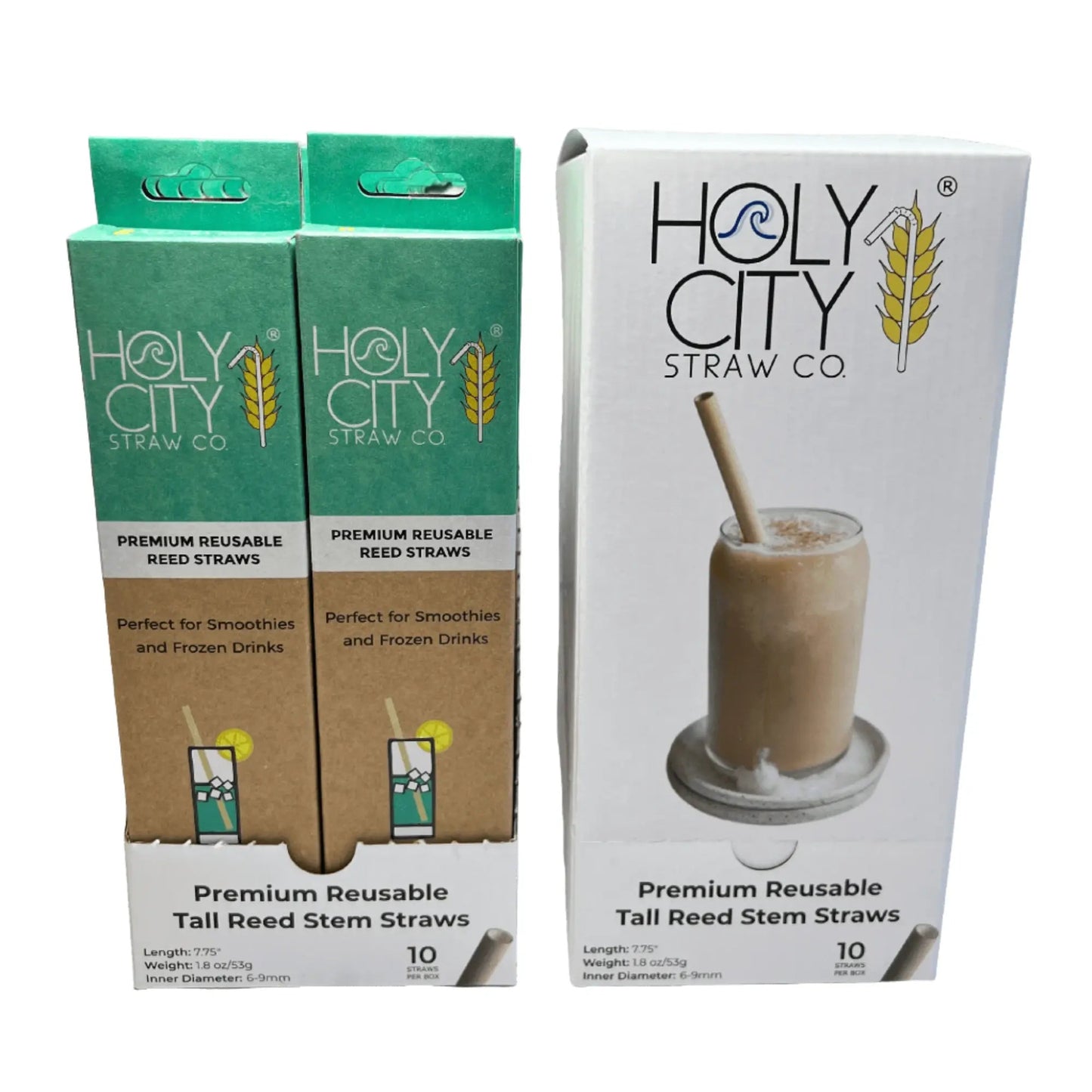 7.9" Jumbo Reed Stem Drinking Straws | Inner pack | 20 x 10ct. Boxes-0