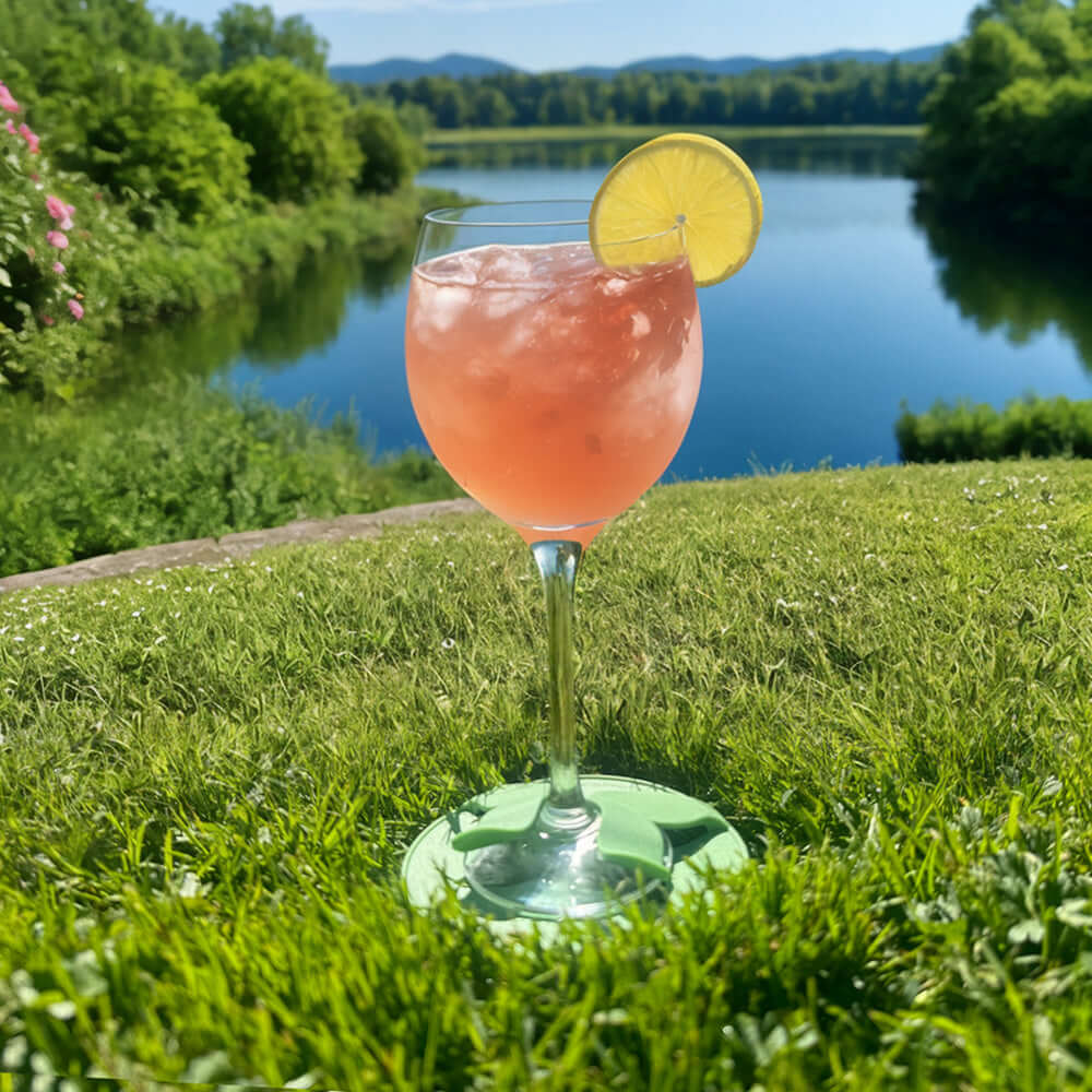Spill-Proof Outdoor Wine Glass Holder for Beach, Sand & Grass | Glass Slipper