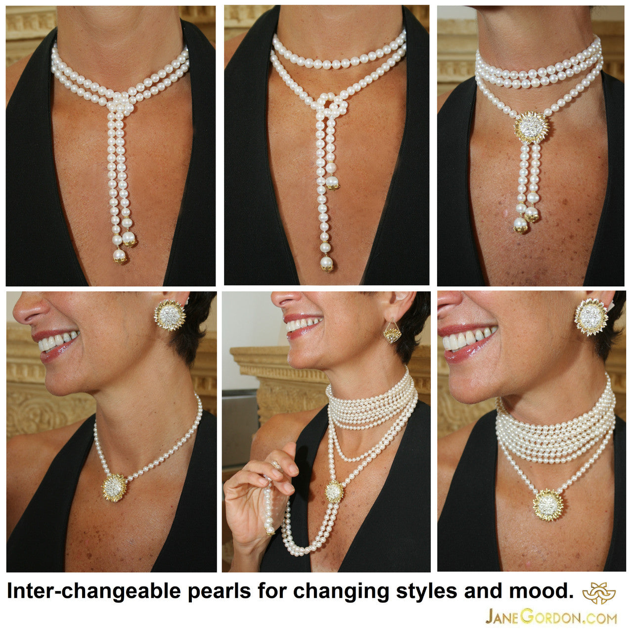 Pearl Lariat- Flower Cap tips in 18K Gold-0
