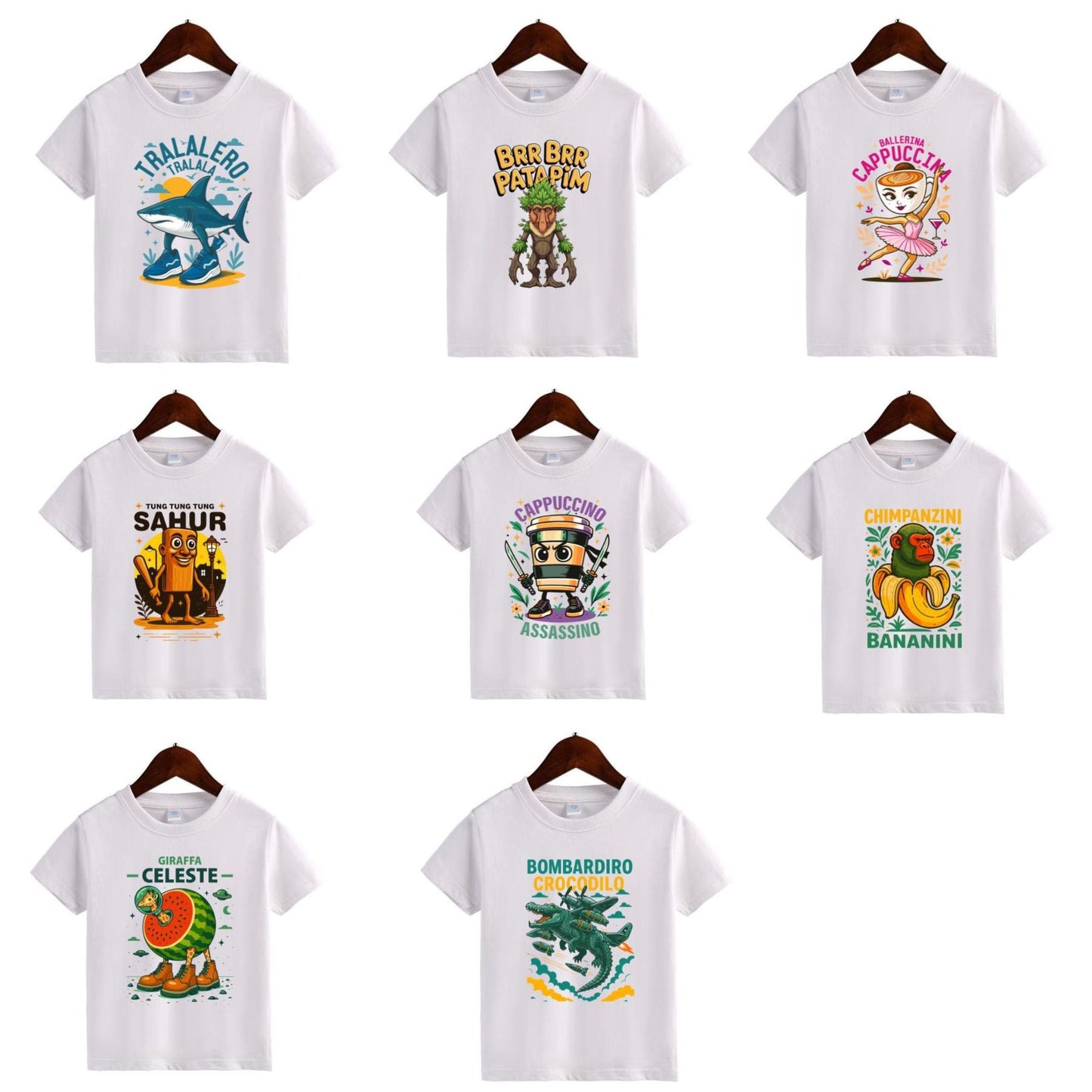 Italian Meme Character T-Shirt for Kids - Funny Toddler Boy or Girl Tee, Hand-Drawn Apparel