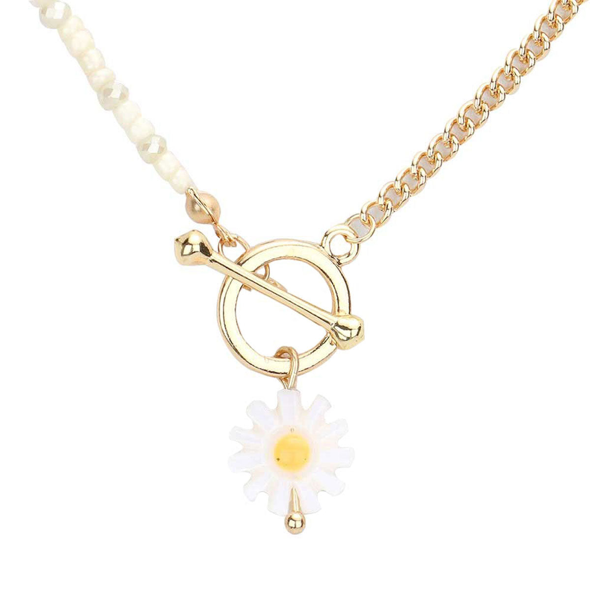 Flower Pendant Seed Beaded Necklace