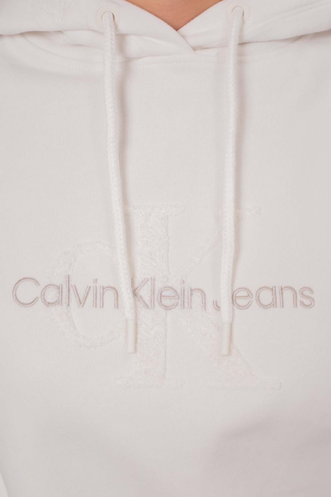 CALVIN KLEIN JEANS - Women's crop winter hoodie with boucle logo-12