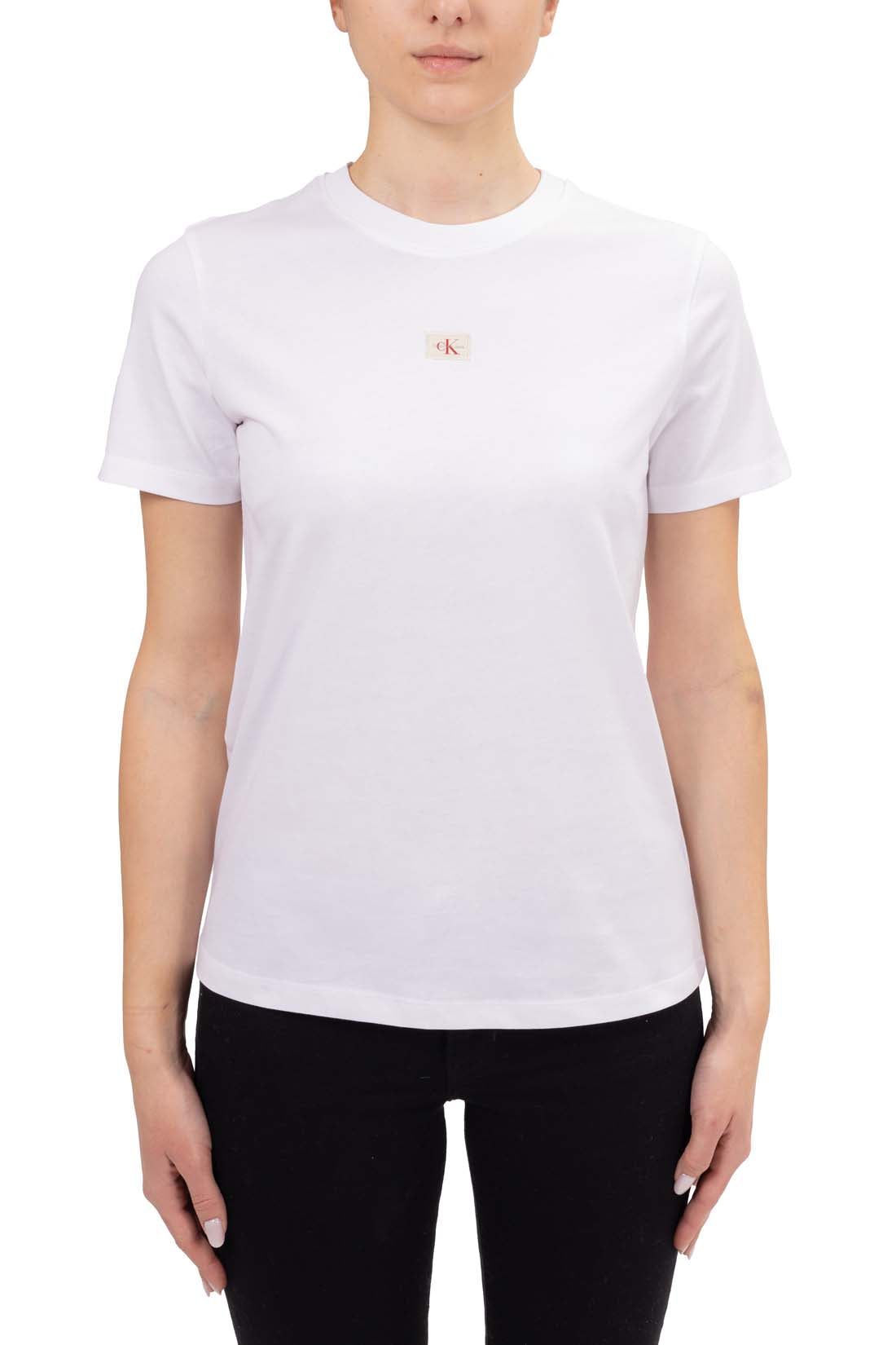CALVIN KLEIN JEANS - Women's T-shirt with logo patch  - Size S-3