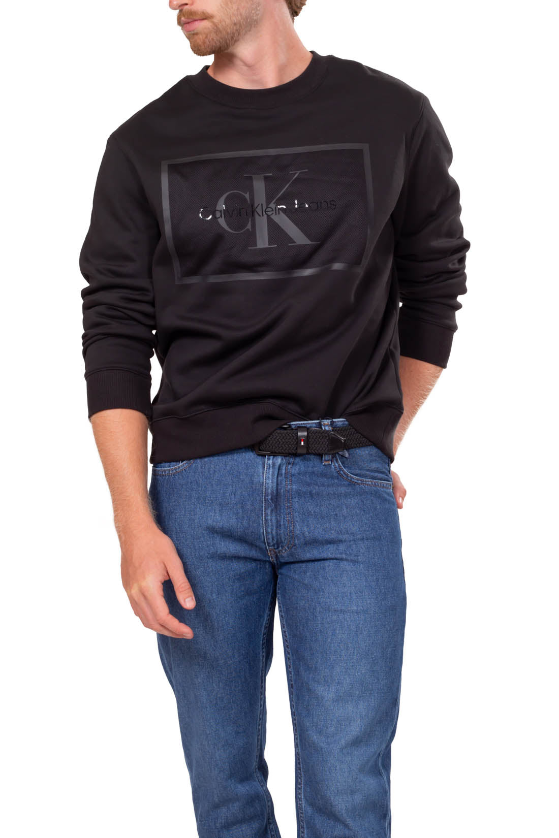 CALVIN KLEIN JEANS - Men's relaxed sweatshirt with squared logo  - Size XXL-19