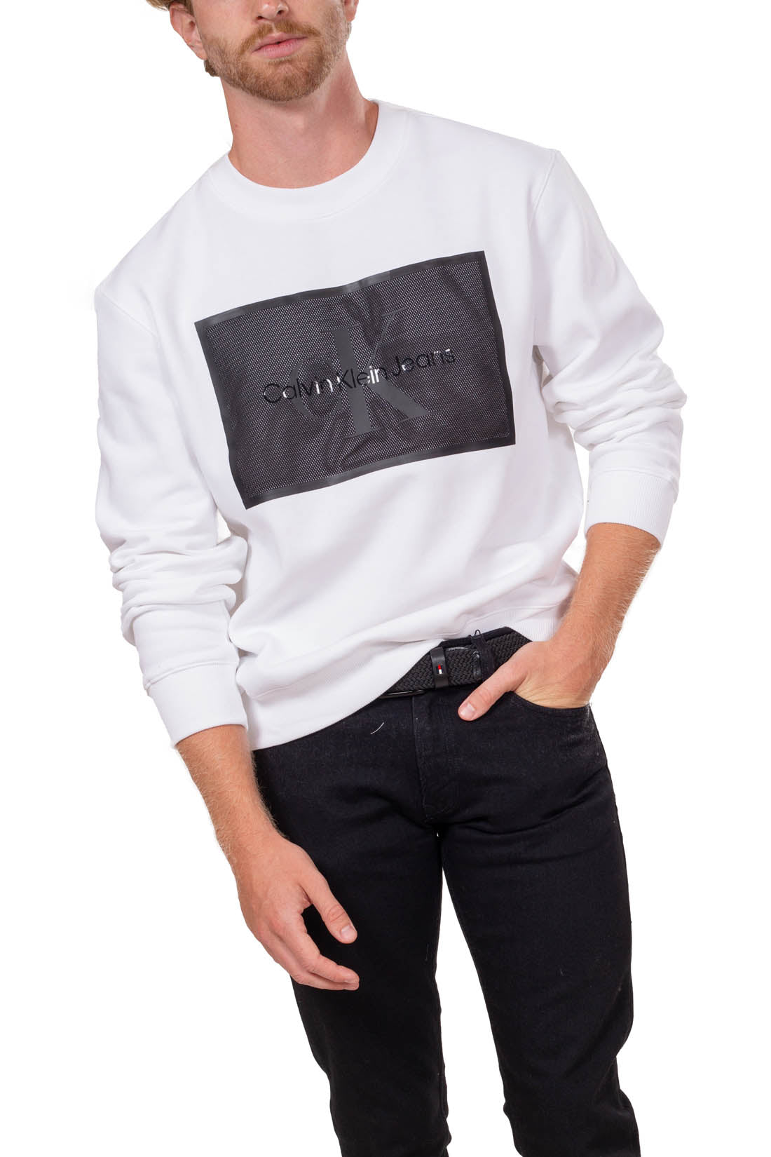 CALVIN KLEIN JEANS - Men's relaxed sweatshirt with squared logo  - Size XXL-31