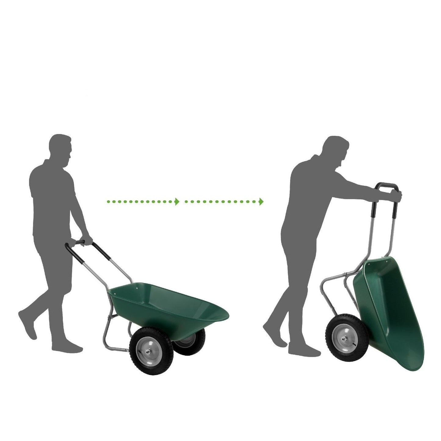 Heavy Duty 2-Wheel Multipurpose Rust Proof Wheelbarrow - Green-1