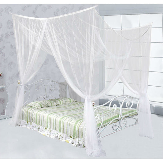 White Mosquito Net Bed Canopy Mesh Netting - size Full Queen King-0