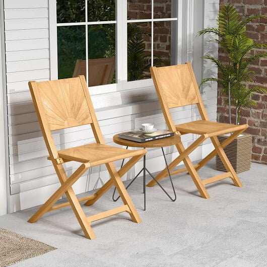 2 Pieces Folding Patio Chairs with Inclined Backrest-0
