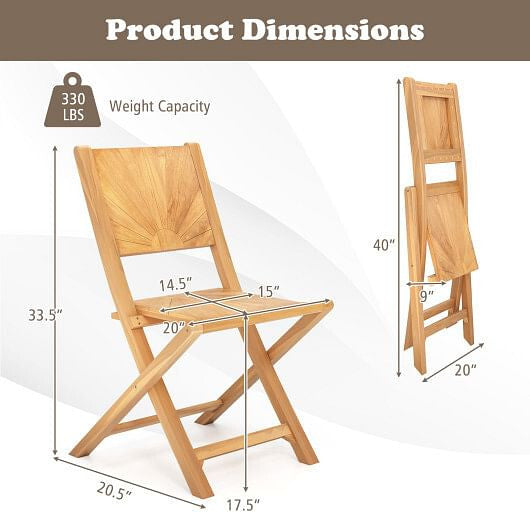 2 Pieces Folding Patio Chairs with Inclined Backrest-2