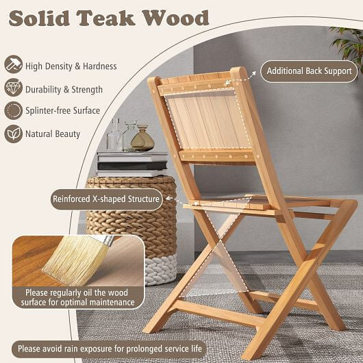 2 Pieces Folding Patio Chairs with Inclined Backrest-3