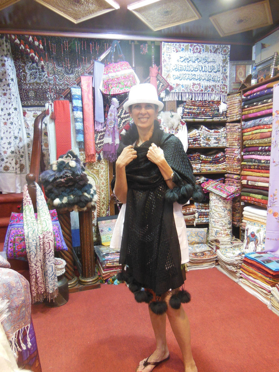 Pashmina from Oman. Furry Trim & Pom Poms- Baby Doll Pink-12