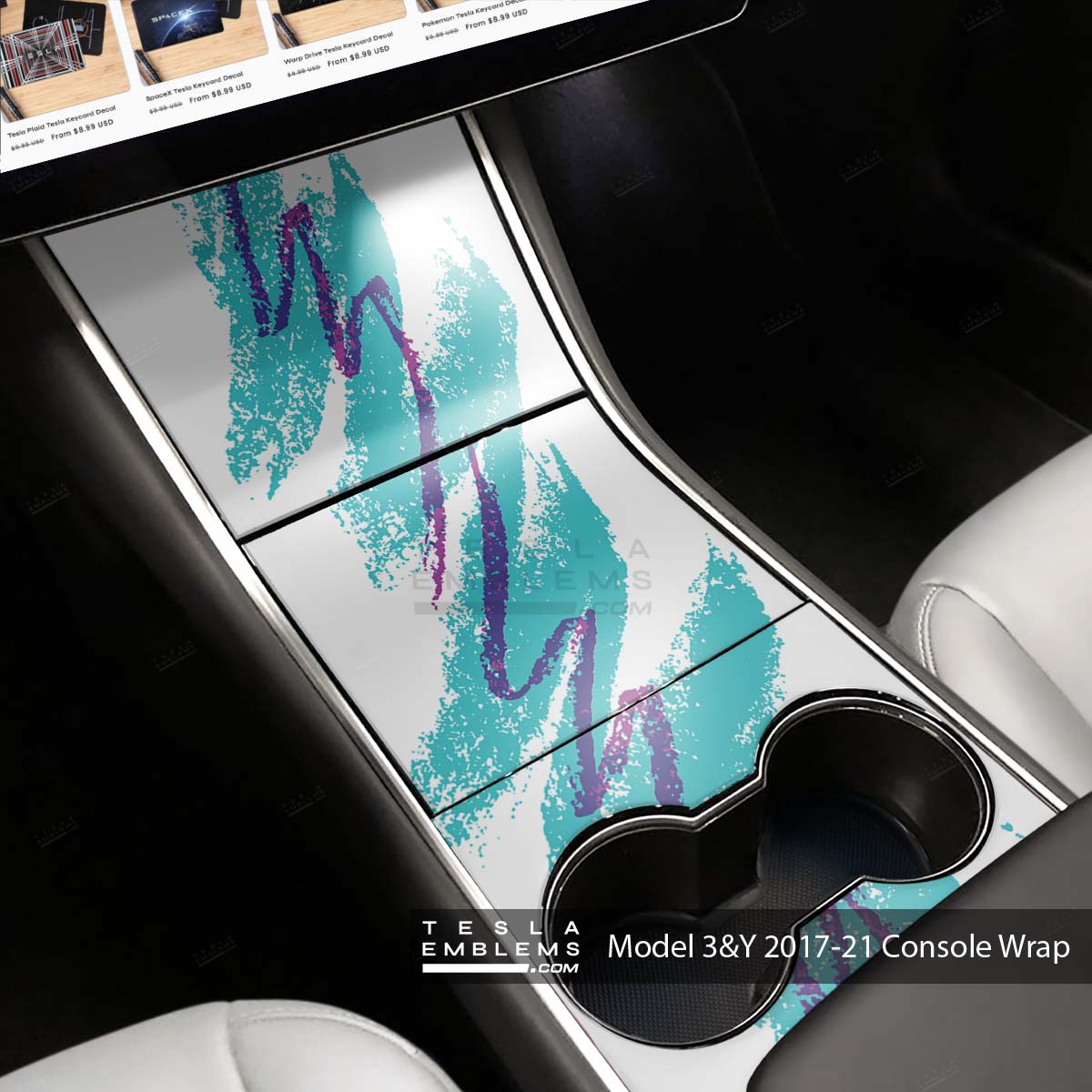 Retro Jazz | Tesla Center Console Wrap Kit | Model Y ’19-20