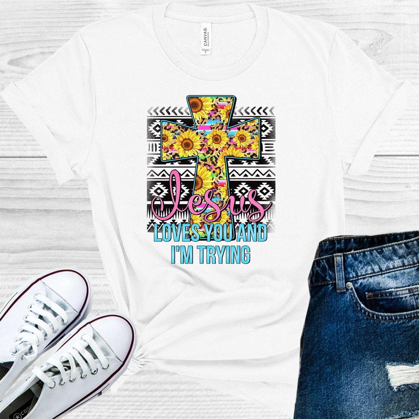 Jesus Loves You and I'm Trying Graphic Tee