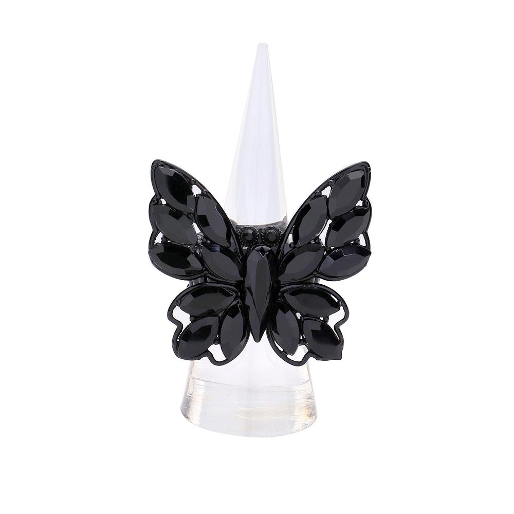 Marquise Stone Cluster Butterfly Stretch Ring