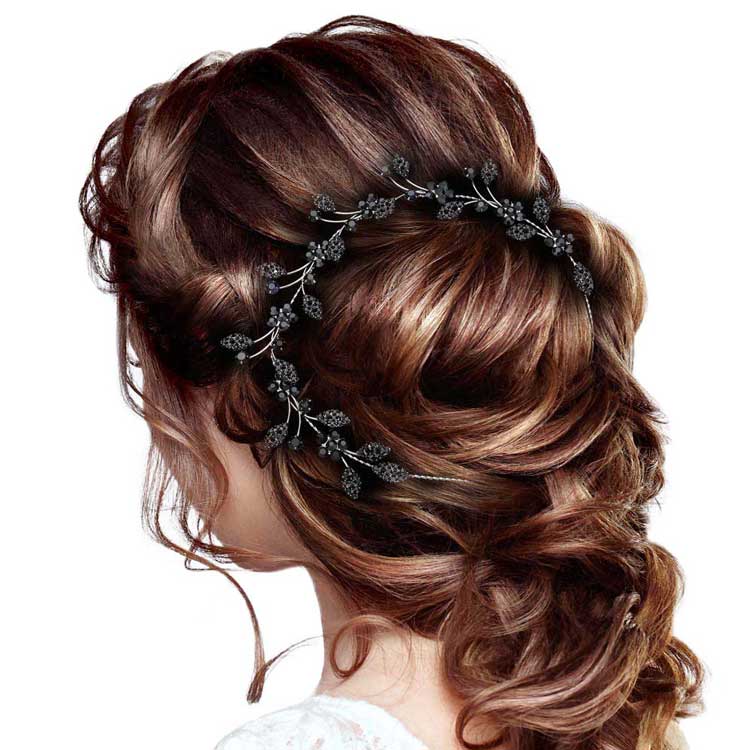 Stone Embellished Flower Cluster Vine Bun Wrap Headpiece