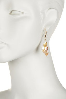 Jumbo White Baroque Chinese Freshwater Pearl Earrings-One of a kind-010-1