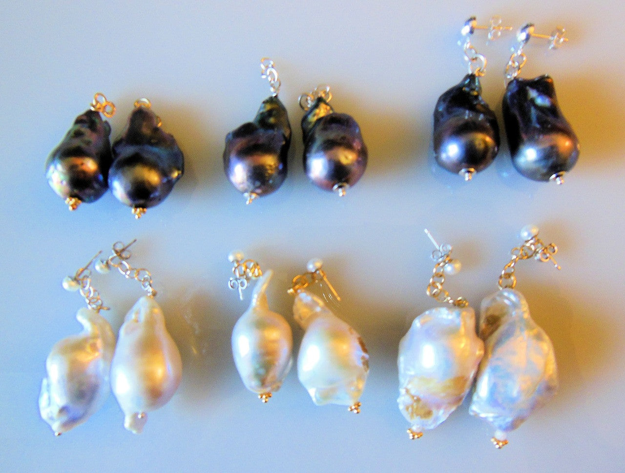 Jumbo Baroque Chinese Freshwater Pearl Earrings-One of a kind-008-4