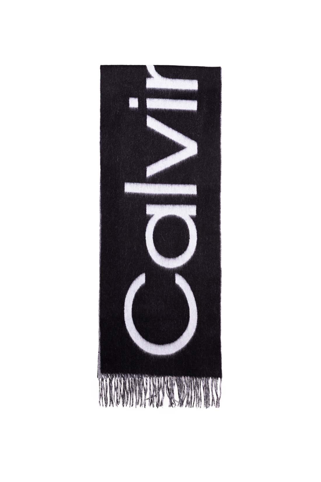 CALVIN KLEIN JEANS - Men's wool scarf with fringes-3