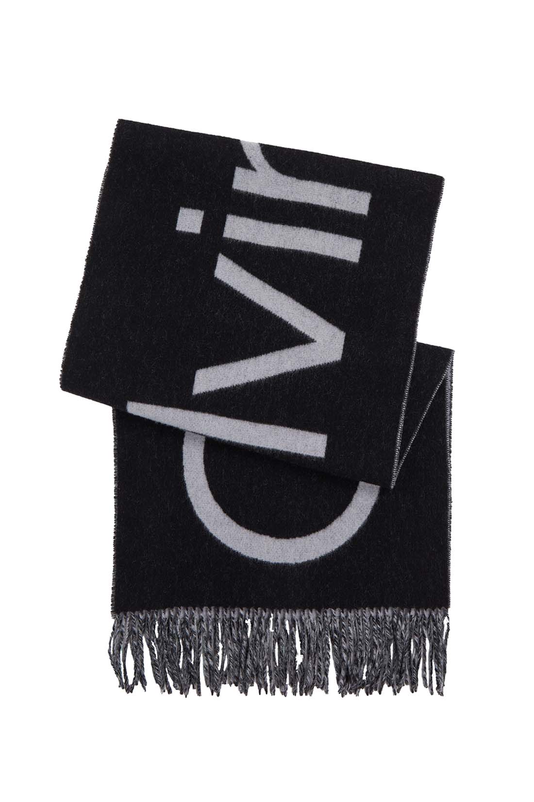 CALVIN KLEIN JEANS - Men's wool scarf with fringes-2
