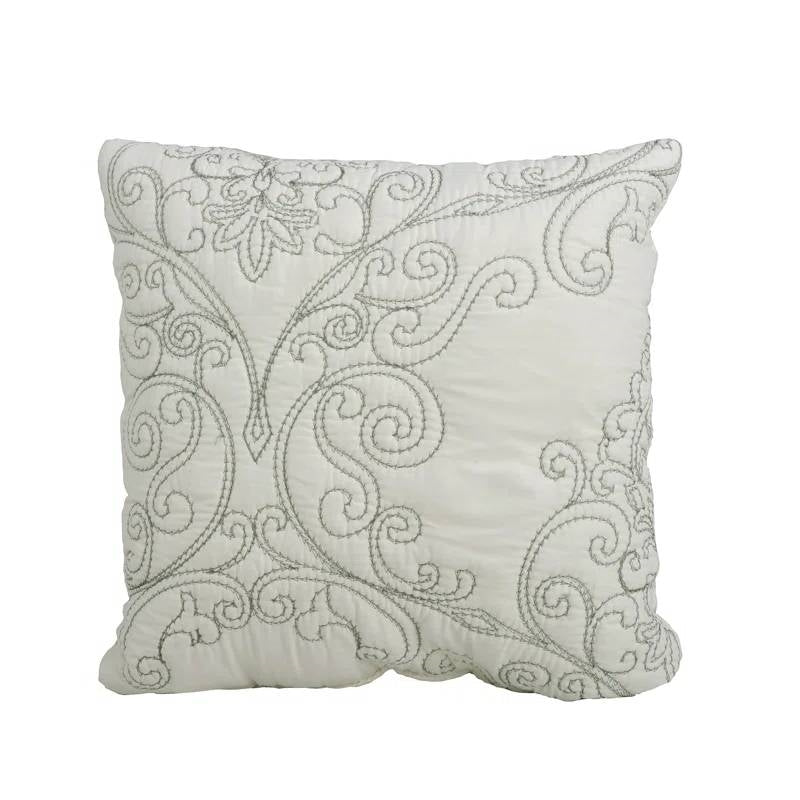 King size Antique White Damask Embroidered 4 Piece Oversized Bedspread Set-3