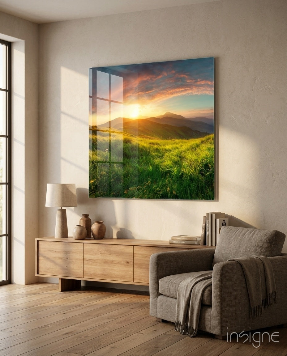 Mountain Landscape Glass Wall Art
