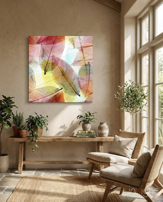 Colorful Leaves Glass Wall Art