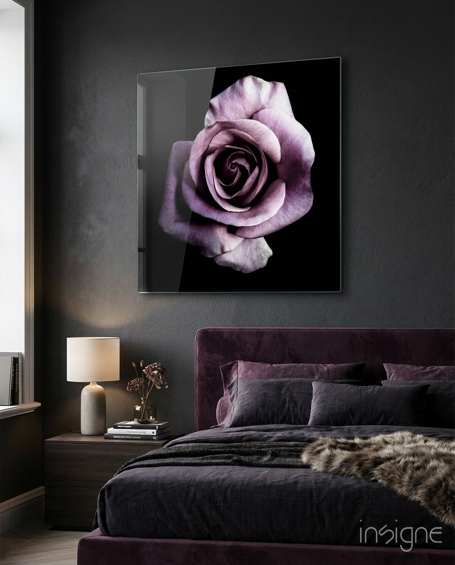 Purple Rose Glass Wall Art
