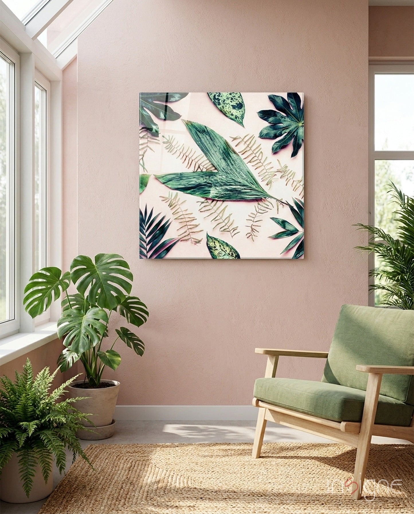 Tropical Leaves Glass Wall Art