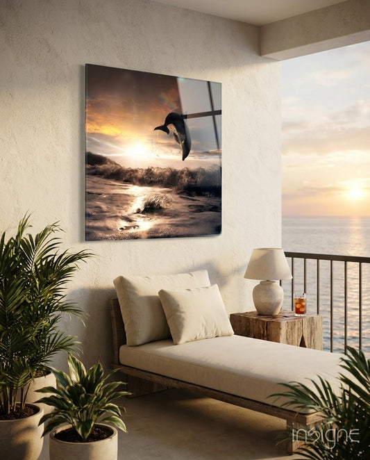 Dolphin Glass Wall Art