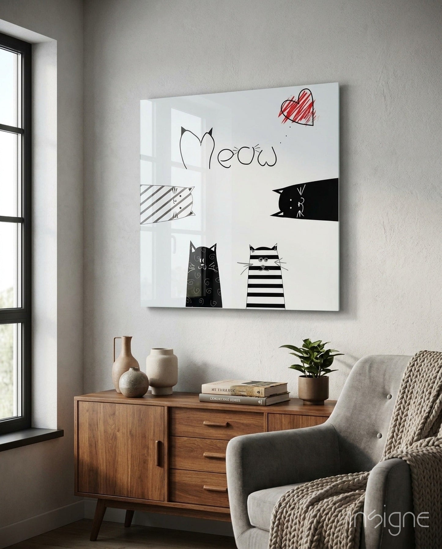 Meow (Cat) Glass Wall Art