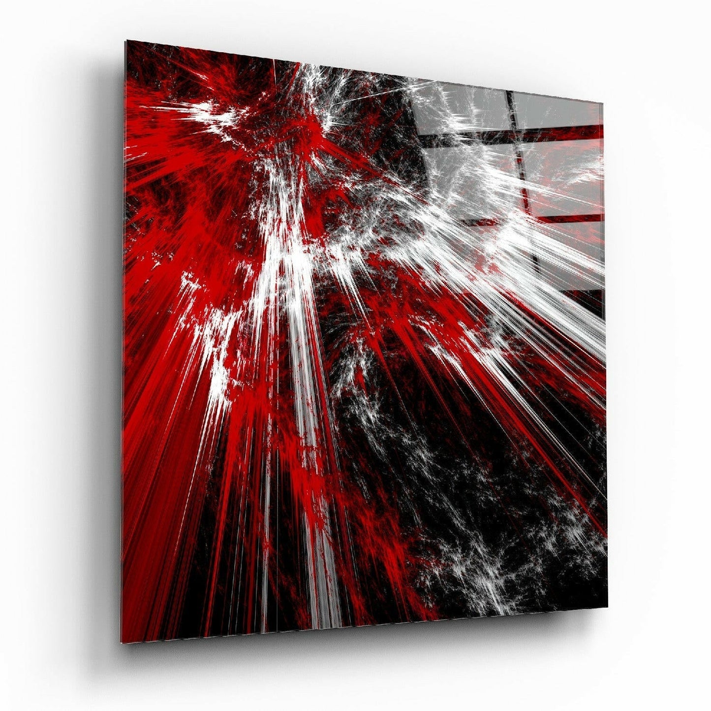 Red Explosion Glass Wall Art
