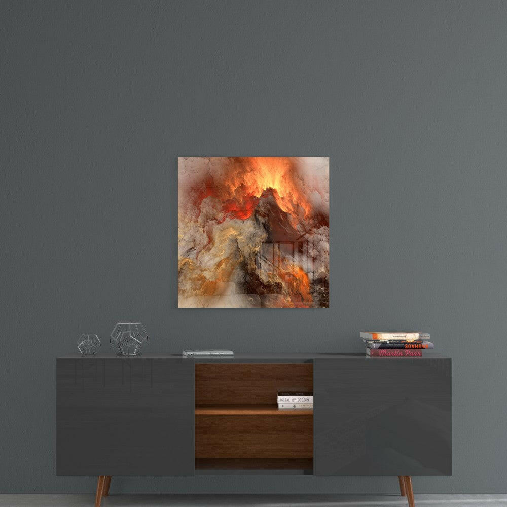 Golden Chaos Abstract Glass Wall Art-3