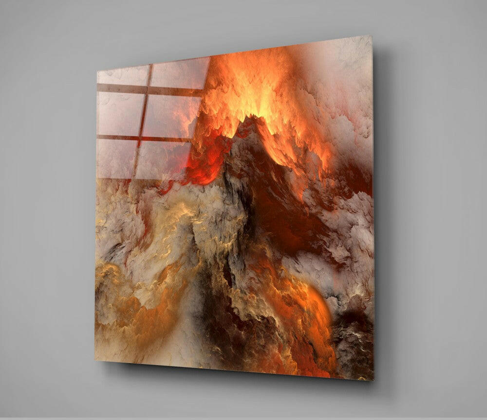 Golden Chaos Abstract Glass Wall Art-1