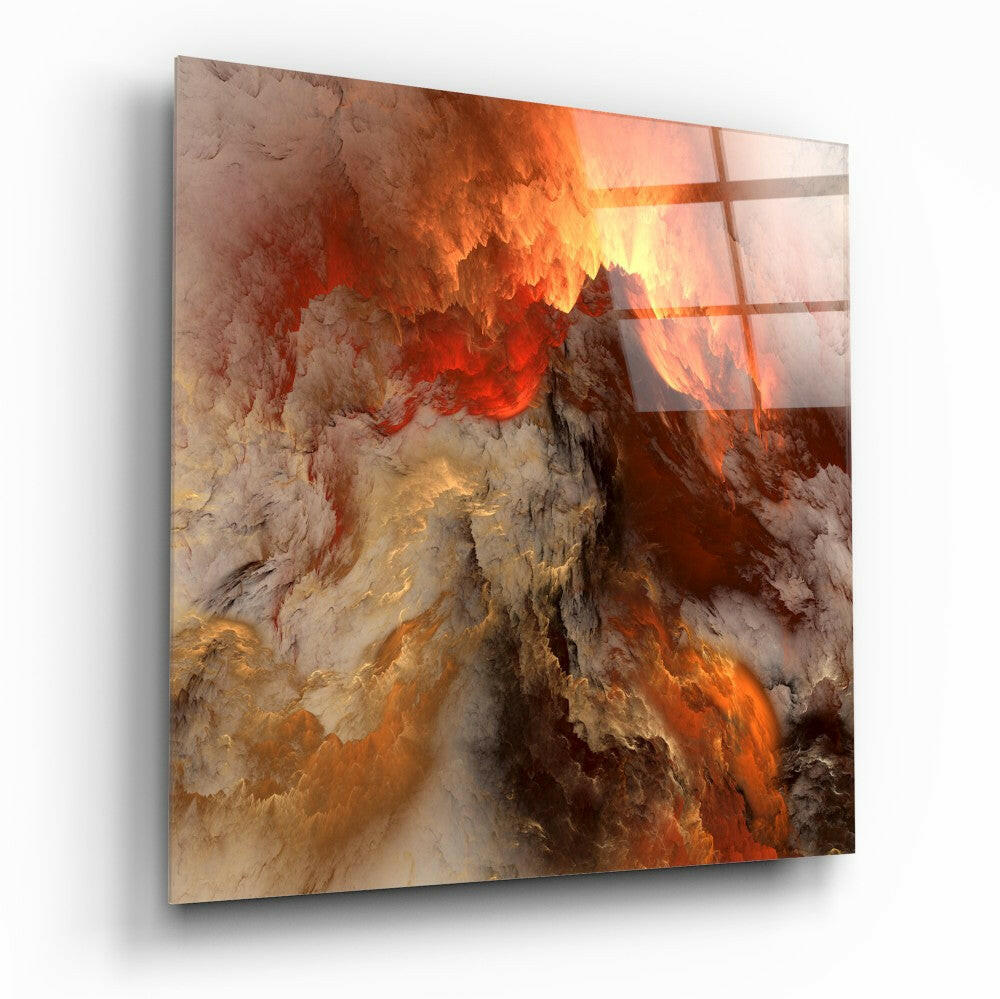 Golden Chaos Abstract Glass Wall Art-0