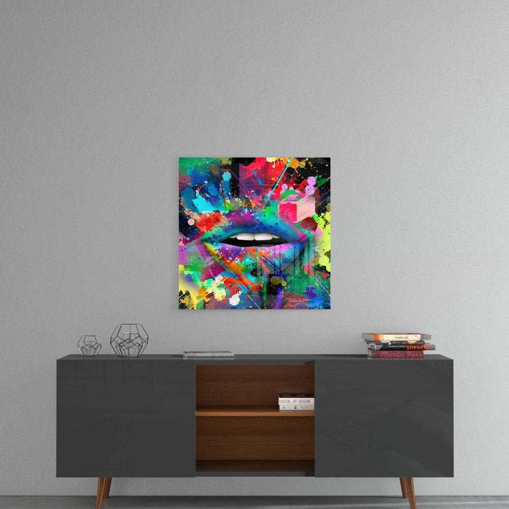 Colored Lips Glass Wall Art-3