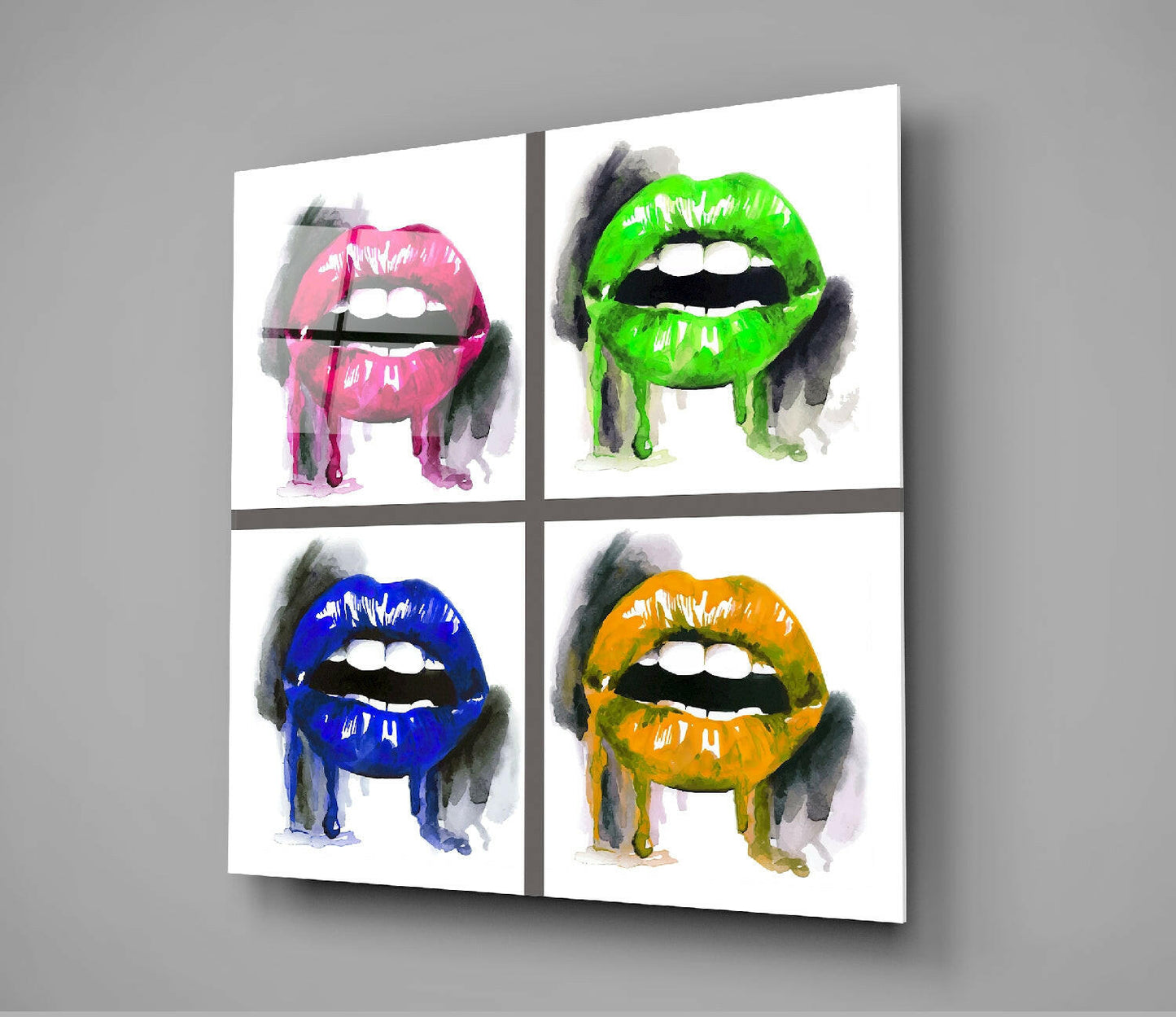 Colored Lips Glass Wall Art
