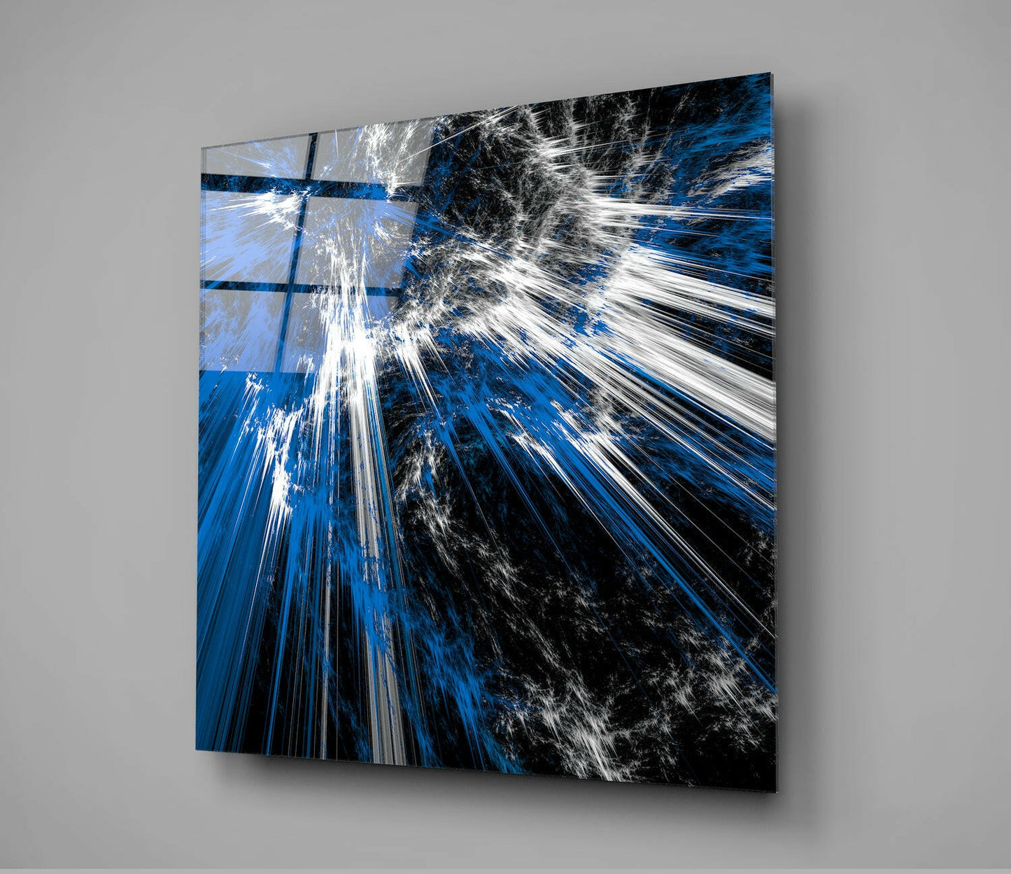 Blue Explosion Glass Wall Art