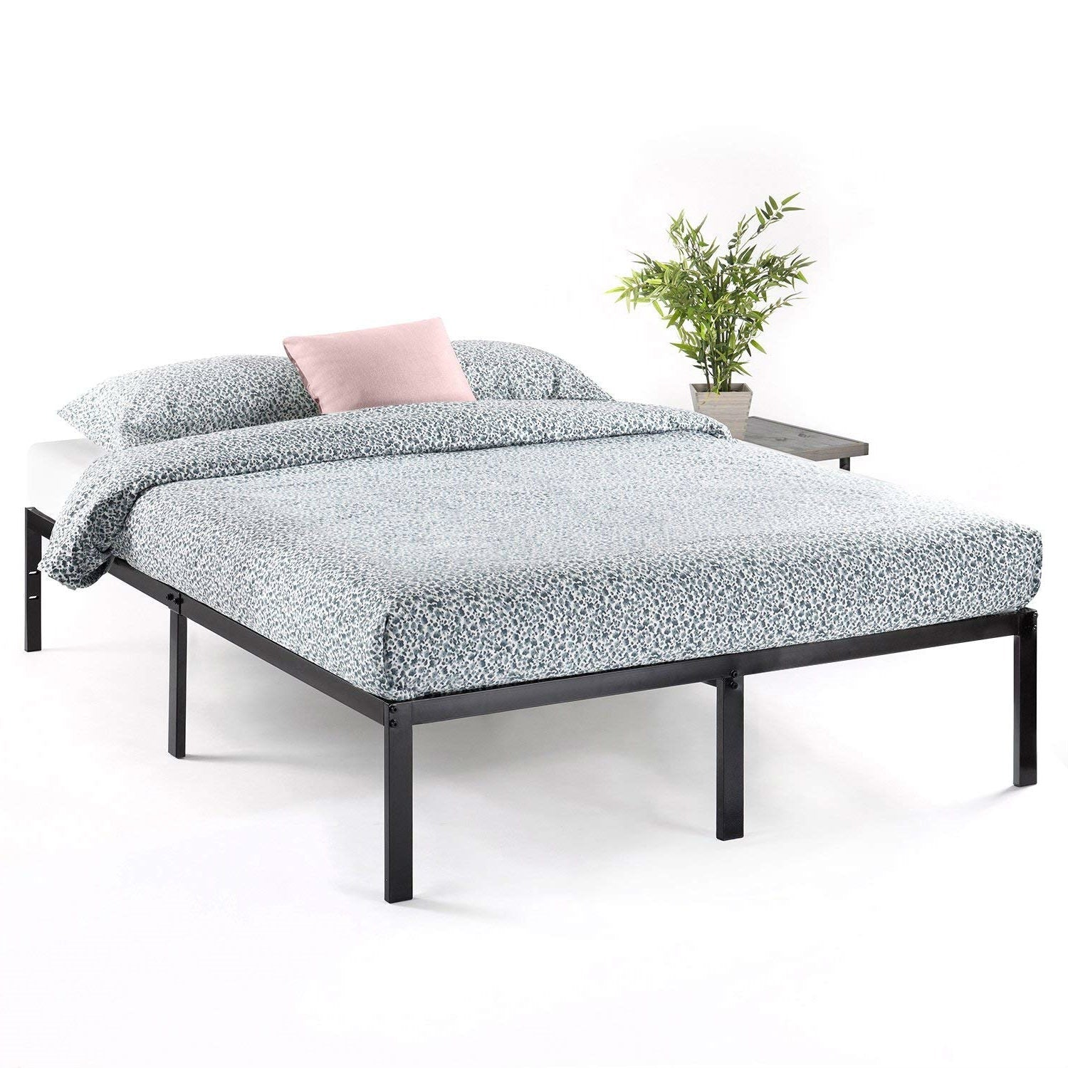 King size Modern Black Metal Heavy Duty Platform Bed Frame-1