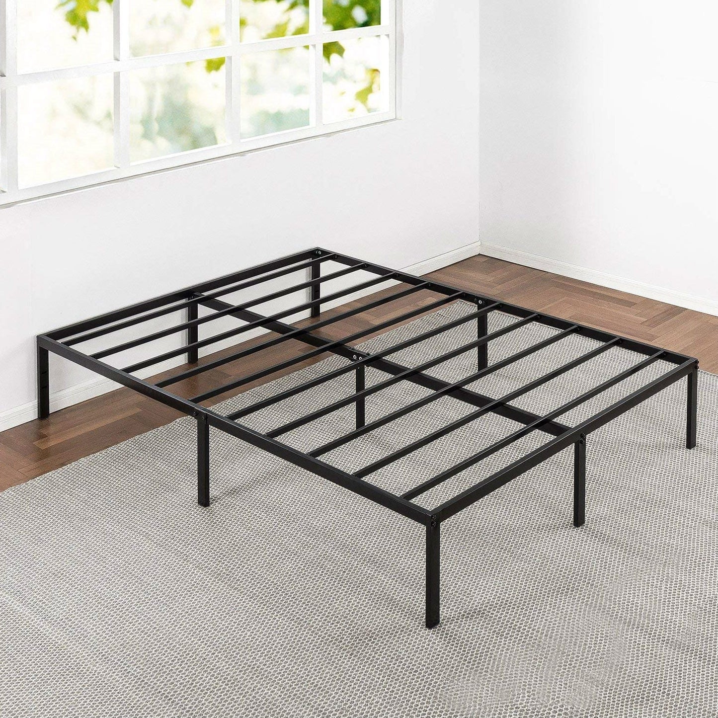 King size Modern Black Metal Heavy Duty Platform Bed Frame-2