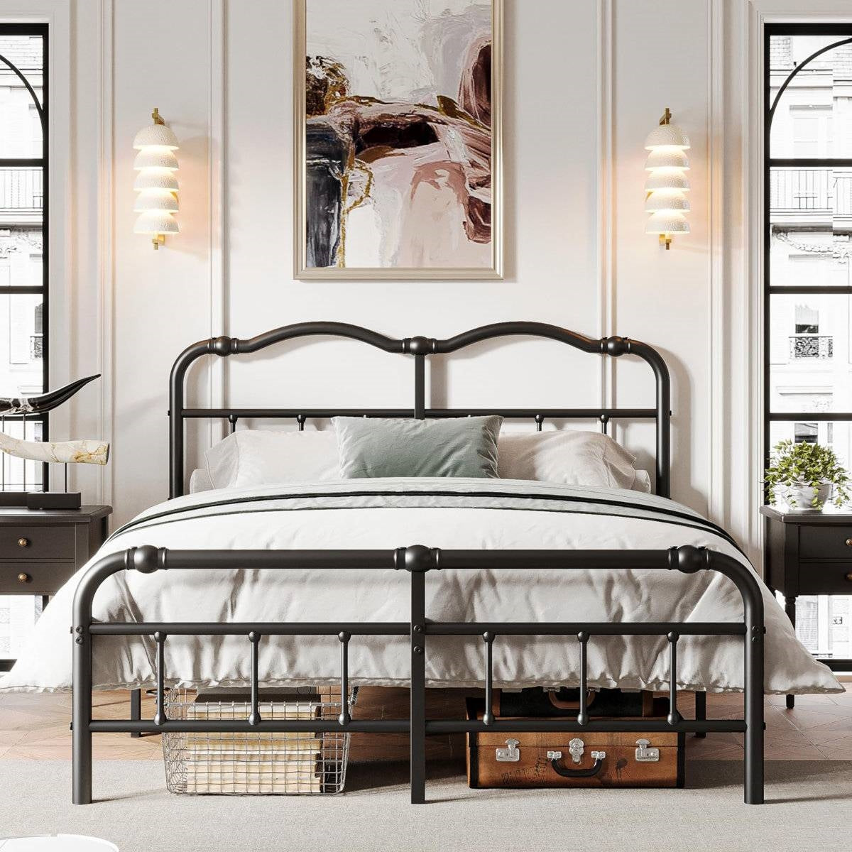 King Size Industrial Vintage Heavy Duty Steel Slat Bed Frame-0