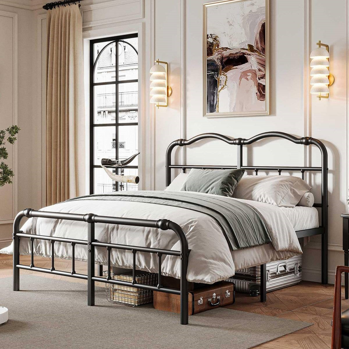 King Size Industrial Vintage Heavy Duty Steel Slat Bed Frame-1