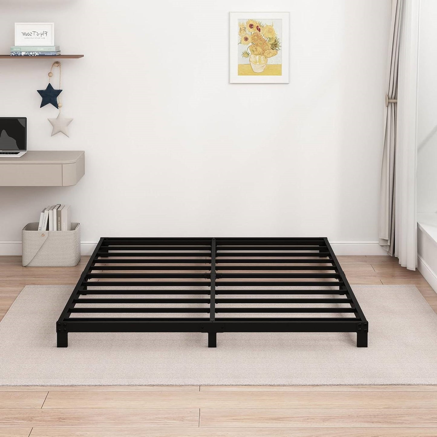 King size 5-inch Heavy Duty Metal Bed Frame with 3,000 lb. Weight Capacity-1