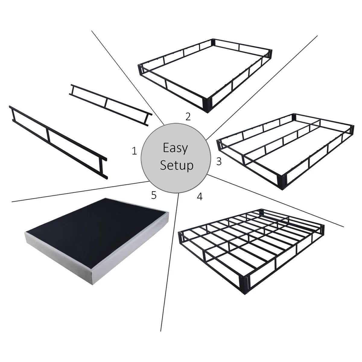 King size 7.8-inch Metal Frame Box-Spring Foundation for Mattress with Cover-3