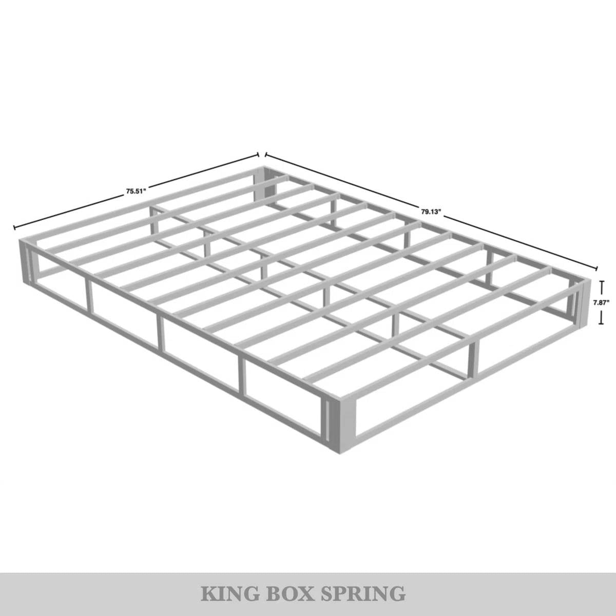 King size 7.8-inch Metal Frame Box-Spring Foundation for Mattress with Cover-4