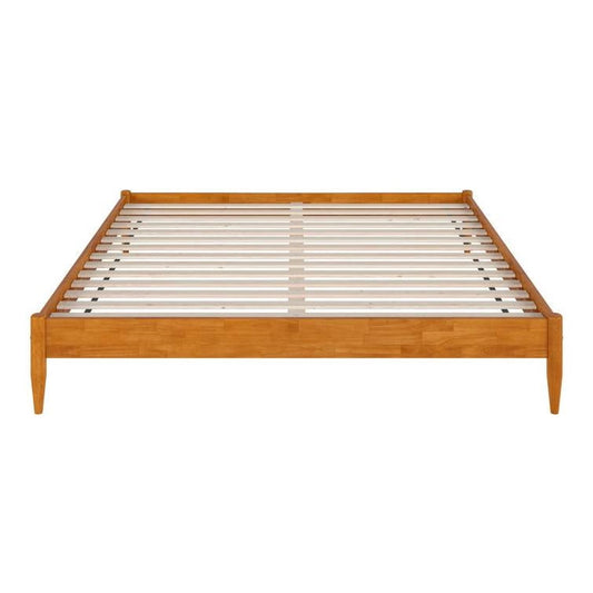 King size Solid Hardwood Platform Bed Frame in Natural Wood Finish-0
