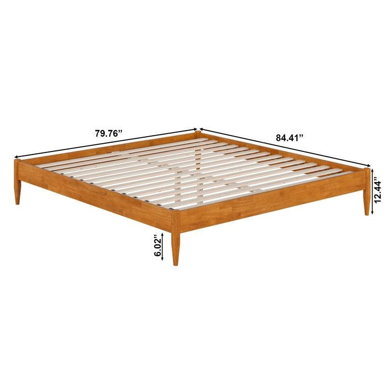 King size Solid Hardwood Platform Bed Frame in Natural Wood Finish-4