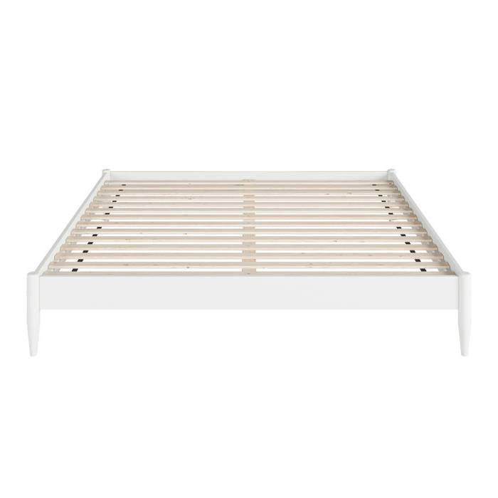 King Size Solid Hardwood Victorian Style White Platform Bed-3