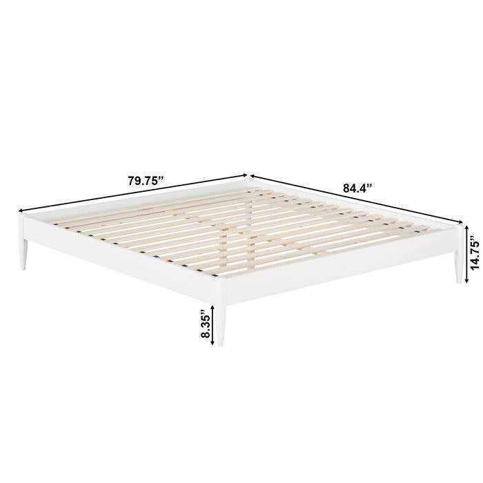 King Size Solid Hardwood Victorian Style White Platform Bed-4